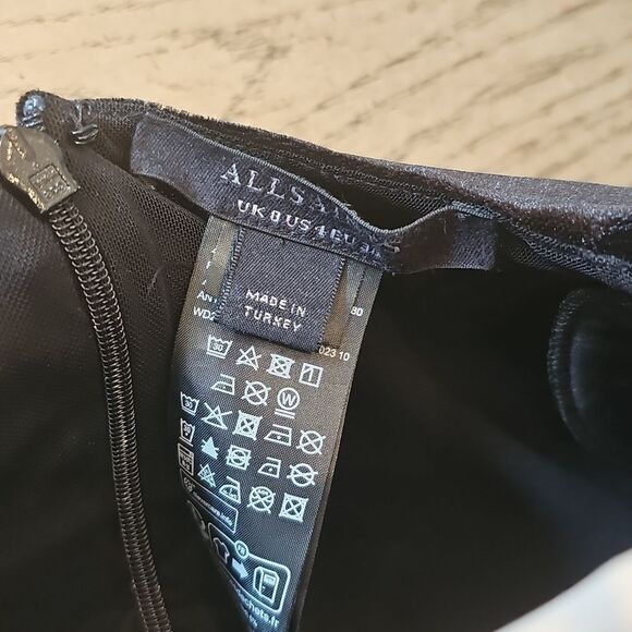 ALL SAINTS black long sleeve velvet mini dress Size 4 - Picture 10 of 14